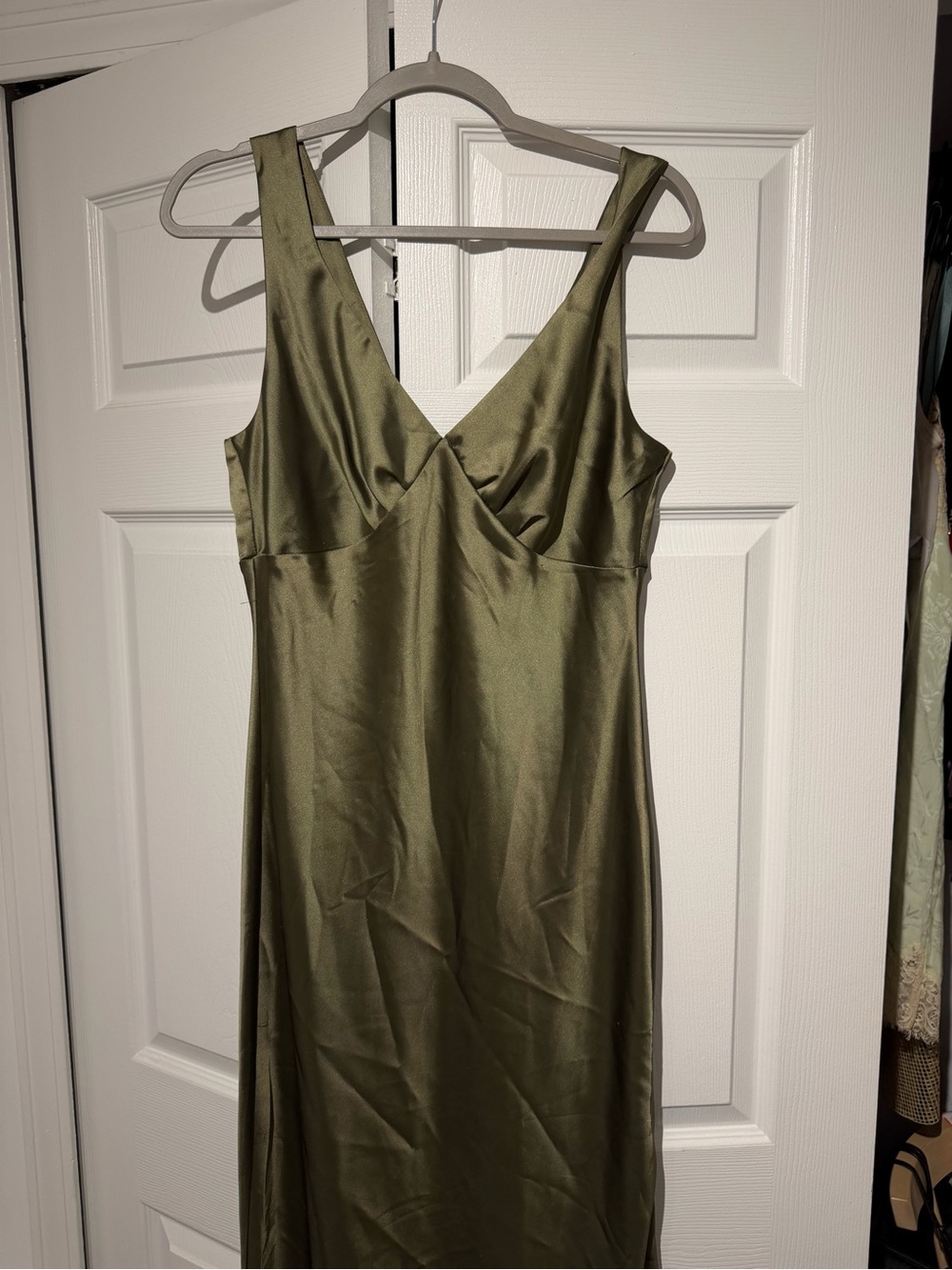 ASOS Olive Green Satin Midi Dress